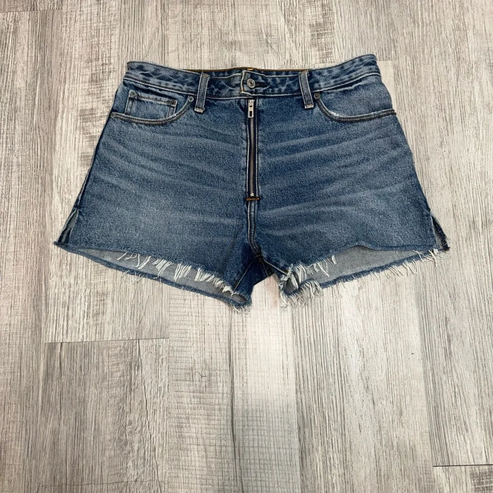 NWT Abercrombie & Fitch Annie High Rise Short 100%cotton 29/8Zipper Cut Off Blue - Picture 2 of 14